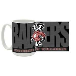  University of Wisconsin 15 oz Ceramic Coffee Mug   Badger Football 