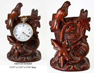   Wood Black Forest Pocket Watch Stand, Display Animalier Bird  