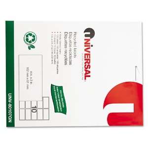 Universal  Laser Printer Permanent Labels, Recycled, 2 x 4, White 