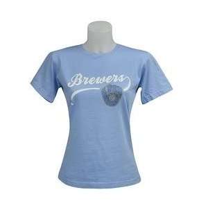  Milwaukee Brewers Womens Screen Bling Logo T shirt by 