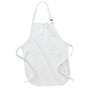  Upscale 100% Cotton Full Length Apron with Pockets   White 