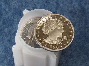 1980 S CLAD GEM PROOF SUSAN B. ANTHONY ONE DOLLAR ROLL OF 20 COINS 