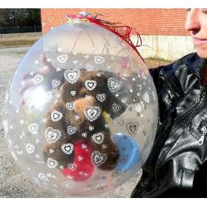  PLUSH MONKEY INSIDE OF A SEE THRU BALLOON WITH HEARTS 