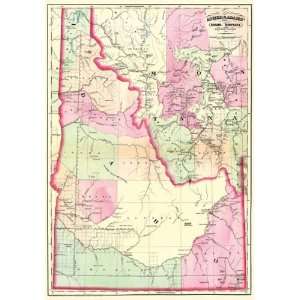    STATE OF IDAHO (ID) & WESTERN MONTANA (MT) MAP 1874