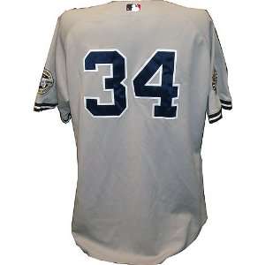  AJ Burnett #34 2009 Yankees Game Used Road Gray Jersey w 