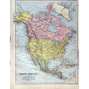  1901 Map World Spain France Greece Italy North America 