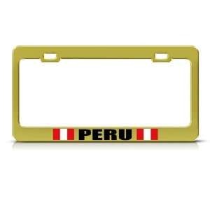  Peru Peruvian Flag Gold Country Metal license plate frame 