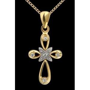  Atwater   Lovely Two Tone 14k Gold Diamond Cross Pendant 