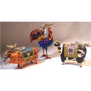 Farm Animal Ornament Set/3 