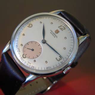 Vintage Swiss Made UNIVERSAL GENEVE Mens watch 1960s  SILVER DIAL  17 