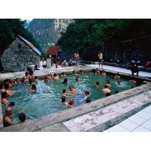 People Relaxing at Aguas Calientes Thermal Baths, Cuzco, Peru Premium 