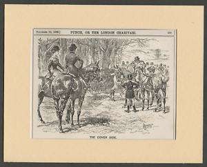 1895 Antique Print of Lady Horse Riding Side Saddle  