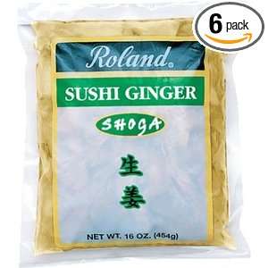 Roland Sushi Ginger (Shoga), 16 Ounce Packages (Pack of 6)  