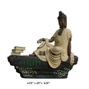  Chinese Ceramic Handmade Sitting Kwan Yin Statue Ass871 