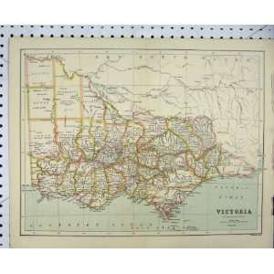  C1880 Antique Colour Print Victoria Australia Map