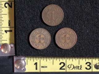 Lot of 3 Vintage 1944 Spain Spanish 1 One Peseta Coins  