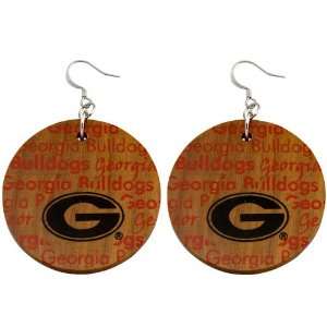  Dayna U Georgia Bulldogs Infinity Round Wooden Earrings 