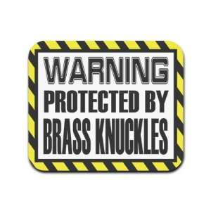  Warning Protected By Brass Knuckles Mousepad Mouse Pad 