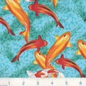    45 Wide Fish Tales Aqua Fabric By The Yard Arts, Crafts & Sewing