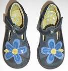 UMI Girl Shoes Maryjane Blue Lime Flower Leather Velcro Euro 22 US 6.5