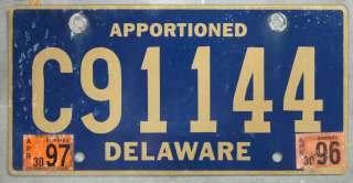 Delaware Apportioned License Plate  