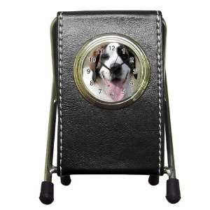 St Bernard 6 Pen Holder Desk Clock X0634