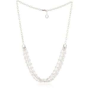  TZEN Layered White Quartz Silver Necklace Jewelry