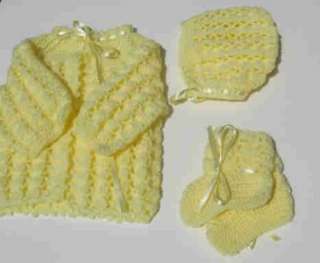 Handmade Baby Sweater Set Buttercup Yellow 6708  