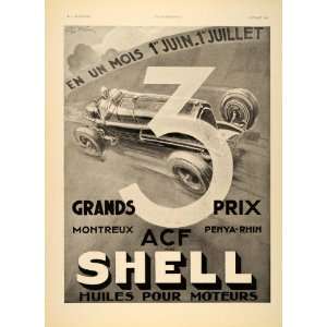   French Ad Shell Oil Grand Prix Race Car George Ham   Original Print Ad