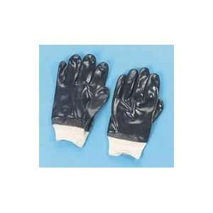  UFS Knit Wrist Lined Single Dip PVC Gloves, Black/White 