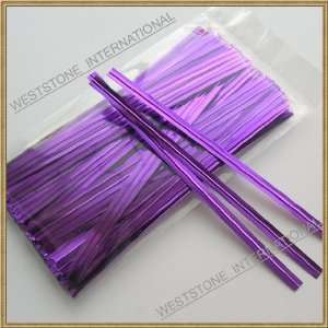  100pcs 4 Metallic Purple Twist Ties