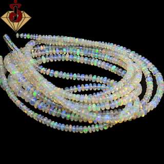133.23cts NATURAL TOP ETHIOPIAN OPAL RONDELLE BEADS 4 STRAND GEMSTONe 