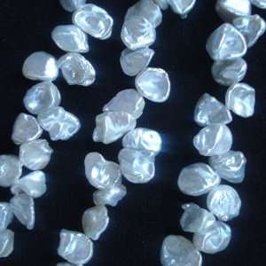  Silvery 14mm Top Drilled Keshi Freshwater Pearl Beads 