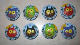   just for you set of 8 hootie owls blue hand painted drawer knobs pulls