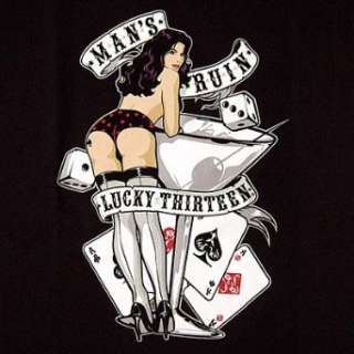    Lucky 13 Mans Ruin Vegas Pin Up Girls T Shirt NEW Clothing