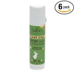  Babo Botanicals Clear Zinc Sport Stick SPF 30   0.6 Oz, 6 