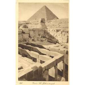 1920s Vintage Postcard Great Sphinx and Pyramid of Khafra   Giza Egypt