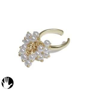 sg paris women body jewelry toe ring lead free matt gold cream pearl 