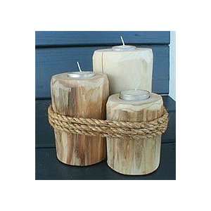  Cedar Wood Log Tea Light Candle Holder