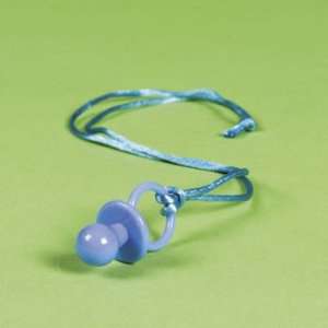   12 Baby Boy Blue Pacifier Necklace Shower Party Favors