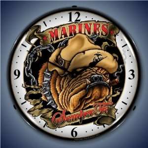  Marines Bulldog Lighted Clock 