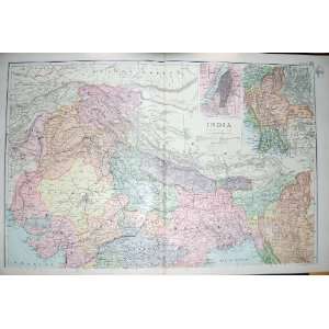  BACON MAP 1894 INDIA BURMA BAY BENGAL CALCUTTA PLAN