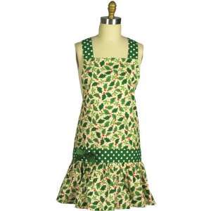 Holly Berry Christmas Kitchen Girlie Apron   Kay Dee Designs