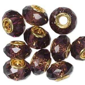 7239 Bead, Dione™, glass and gold plated brass, 32 facet, medium 