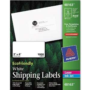  Avery® EcoFriendly Labels, 2 x 4, White, 1000/Pack 