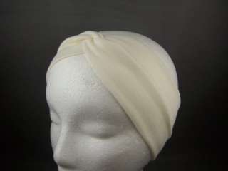 Off White turban twist fabric headband Stretch Elastic 3 wide  