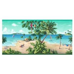  Sanitas Tropical Beach Scene Wallpaper Border CK062222B 