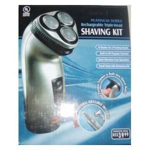   Rechargeable Triple Head Shaving Kit with Shaver and bonus trimmer