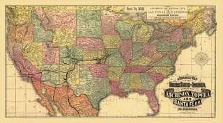 Atchison Topeka Santa Fe Railroad Map 1888  
