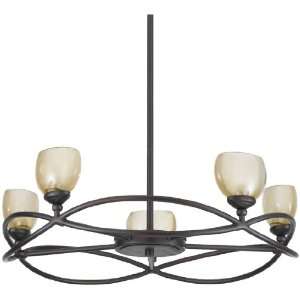 Triarch 31213 Retro Collection 5 Light Chandelier, Bronze Finish with 